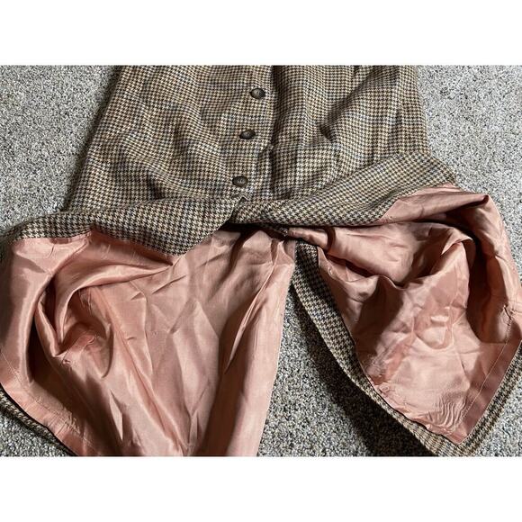 VTG Country Shop Wool Alpaca Skirt Classic Button Houndstooth Academia Size 6 - Picture 2 of 7